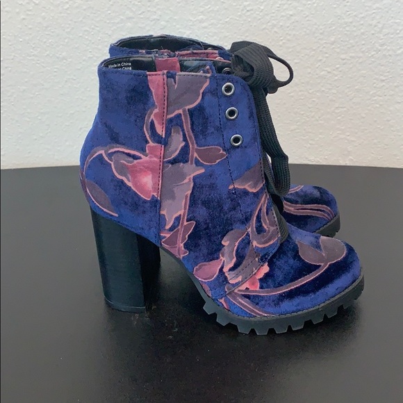 Call It Spring Shoes - NWOT Call It Spring Crushed Velvet  Lace-up Bootie